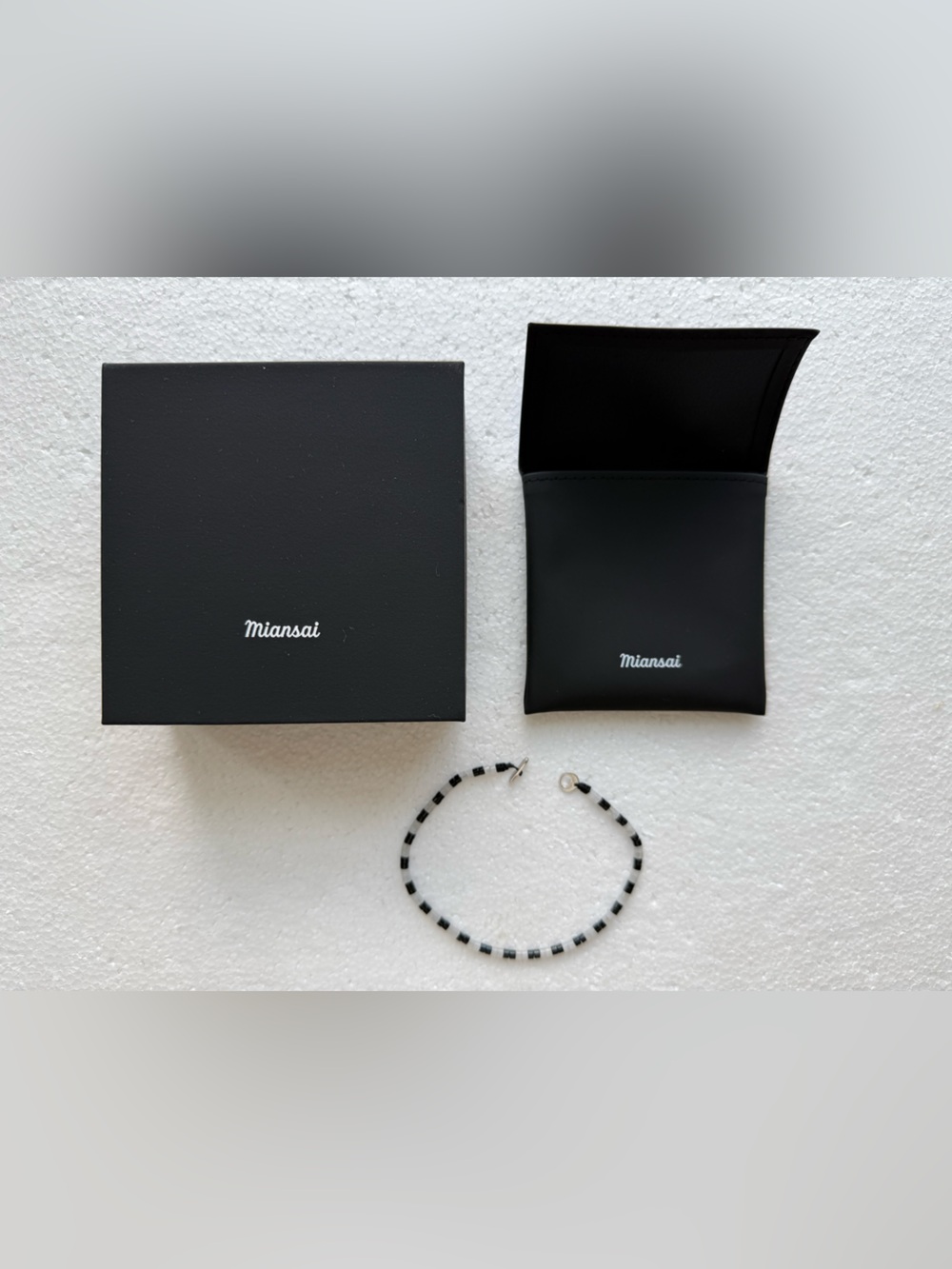 MIANSAI MENS KAI ONYX + MOONSTONE BRACELET LARGE BLACK WHITE SILVER